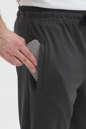 Erkek Antrasit Fermuar Cepli Beli Lastikli Dalgıç Kumaş Düz Paça Rahat Pamuklu Jogger Eşofman Altı - MMETALIC