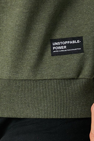 Erkek Basic Bisiklet Yaka Haki Sweatshirt - MMETALIC