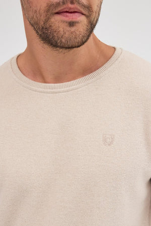 Erkek Bej Standart Fit Normal Kesim Pamuklu Basic Bisiklet Yaka Sweatshirt MTLCE113 - Bej - MMETALIC