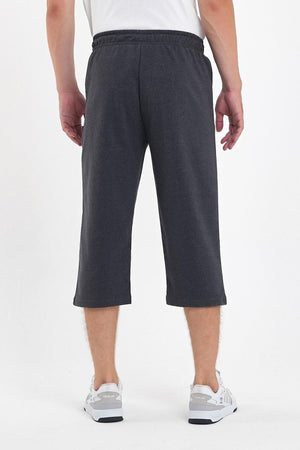 Erkek Cepleri Fermuarlı Antrasit Bermuda Diz Altı Kapri Beli Ayarlanabilir Lastikli Uzun Şort - MMETALIC