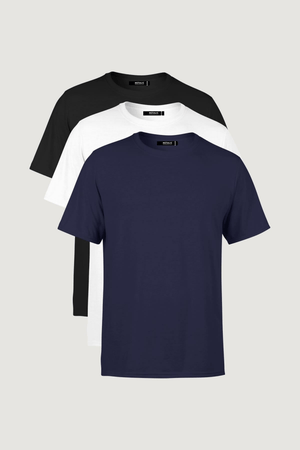 Erkek Çok Renkli T-Shirt Regular Fit Rahat Kesim Bisiklet Yaka 3'lü Basic Tişört Paketi - MMETALIC