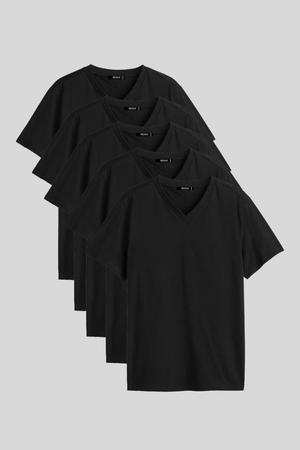 Erkek Çok Renkli T-Shirt Regular Fit Rahat Kesim V Yaka 5'li Basic Tişört Paketi - MMETALIC
