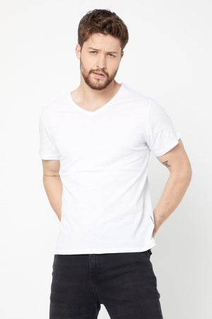Erkek Çok Renkli T-Shirt Regular Fit Rahat Kesim V Yaka 5'li Basic Tişört Paketi - MMETALIC