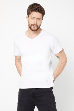 Erkek Çok Renkli T-Shirt Regular Fit Rahat Kesim V Yaka 5'li Basic Tişört Paketi - MMETALIC