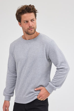 Erkek Gri Standart Fit Normal Kesim Pamuklu Basic Bisiklet Yaka Sweatshirt MTLCE113 - Gri - MMETALIC