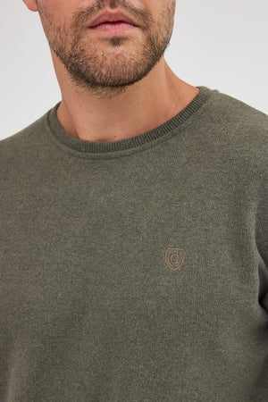 Erkek Haki Standart Fit Normal Kesim Pamuklu Basic Bisiklet Yaka Sweatshirt MTLCE113 - Haki - MMETALIC