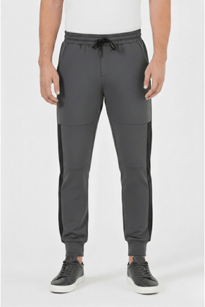 Erkek Siyah - Antrasit Standart Fit Normal Kesim Paça Ribanalı Cepli Rahat Jogger 2'li Eşofman Altı MTLCE101 - 2 - MMETALIC