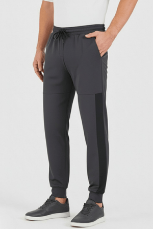 Erkek Siyah - Antrasit Standart Fit Normal Kesim Paça Ribanalı Cepli Rahat Jogger 2'li Eşofman Altı MTLCE101 - 2 - MMETALIC