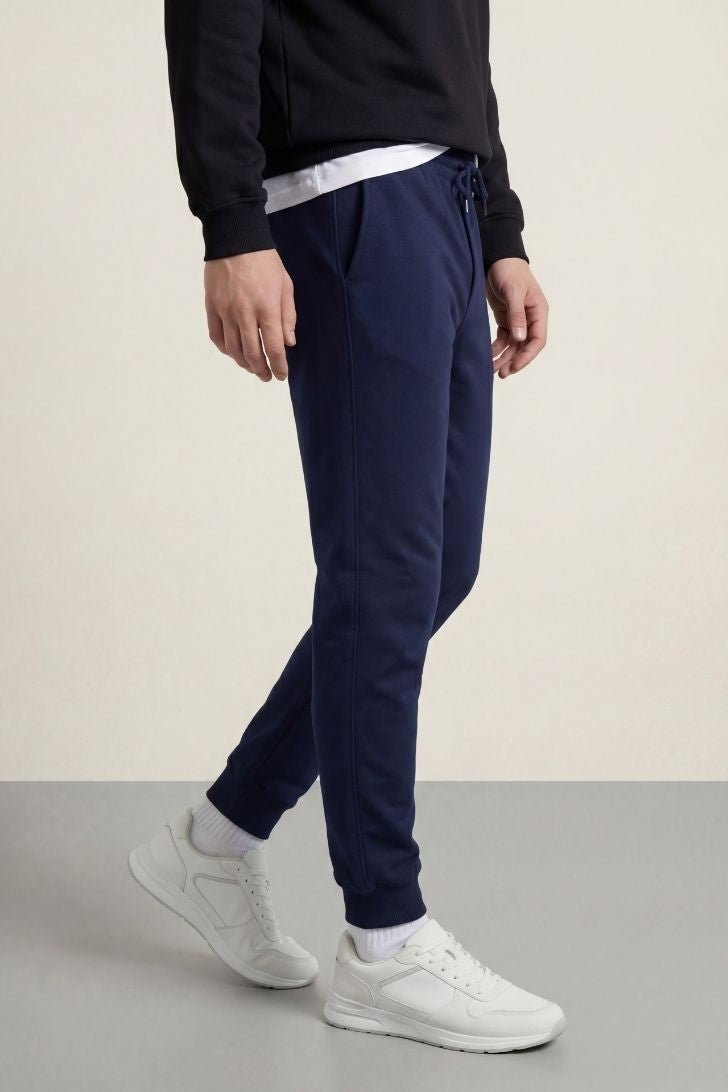 Erkek Siyah Arka Cep Etiket Detaylı Paça Lastikli Regular Fit Eşofman Altı - MMETALIC