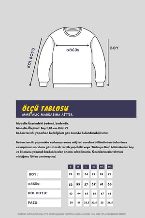 Erkek Siyah Bisiklet Yaka Nakış Detaylı Regular Fit Sweatshirt - MMETALIC