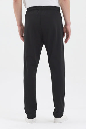 Erkek Siyah Fermuar Cepli Beli Lastikli Dalgıç Kumaş Düz Paça Rahat Pamuklu Jogger Eşofman Altı - MMETALIC