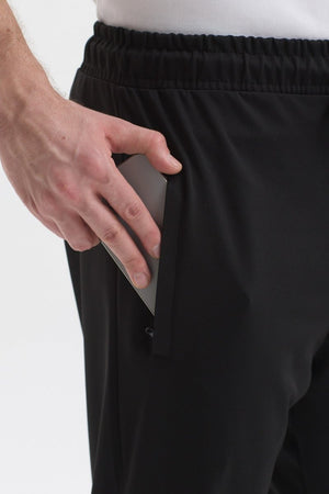 Erkek Siyah Fermuar Cepli Beli Lastikli Dalgıç Kumaş Düz Paça Rahat Pamuklu Jogger Eşofman Altı - MMETALIC