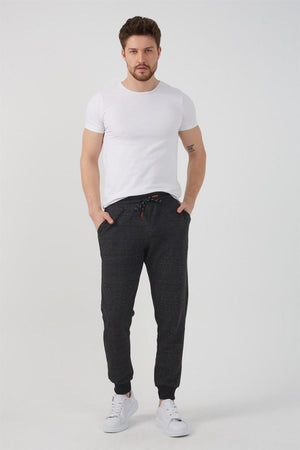 Erkek Siyah Içi Polarlı Slim Fit Paça Lastikli Jogger Eşofman Altı MTLCO - 42 - MMETALIC