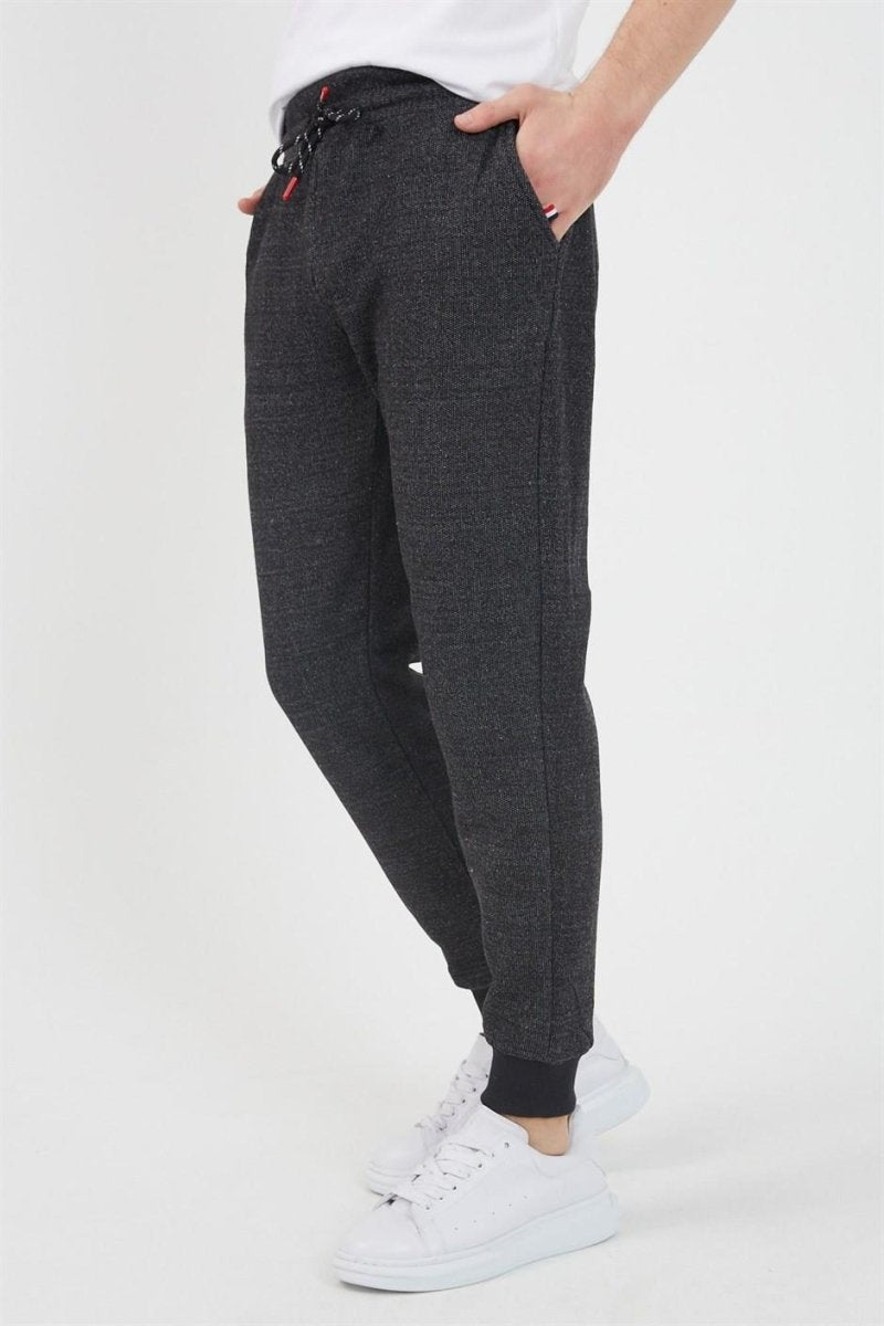Erkek Siyah Içi Polarlı Slim Fit Paça Lastikli Jogger Eşofman Altı MTLCO - 42 - MMETALIC