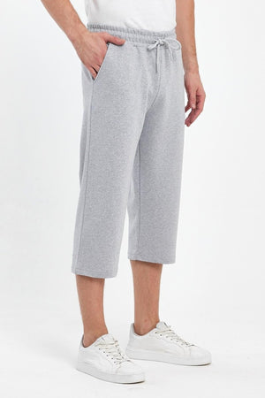 Erkek Yanları Cepli Gri Bermuda Diz Altı Kapri Beli Ayarlanabilir Lastikli Uzun Şort - MMETALIC