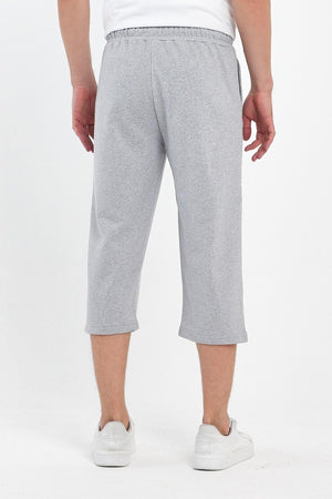 Erkek Yanları Cepli Gri Bermuda Diz Altı Kapri Beli Ayarlanabilir Lastikli Uzun Şort - MMETALIC