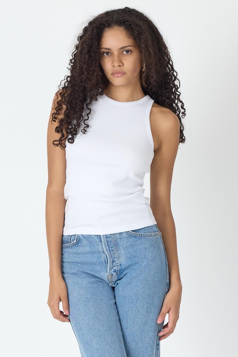 Fitilli Regular Fit Normal Kalıp Beyaz Bisiklet Yaka Sıfır Kol Pamuklu Kadın Atlet - MMETALIC