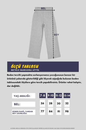 Füme Geniş Paça Beli Lastikli Kışlık Çocuk Eşofman Altı - MMETALIC