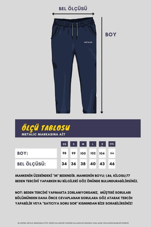 Gri Erkek Eşofman Altı Etiketli Arka ve Yan Cepli Regular Fit Lastik Paça - MMETALIC