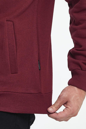 İçi Pamuklu Fermuarlı Dik Yaka Yan Cepli Bordo Erkek Hırka - MMETALIC
