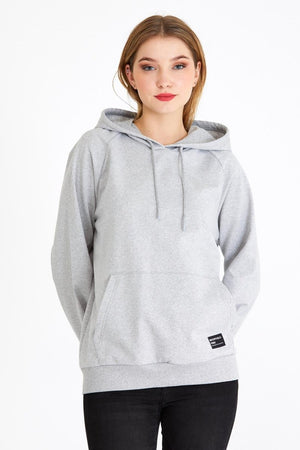 Kadın Gri Renk Kapüşonlu Basic Örme Sweatshirt - MMETALIC