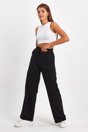 Kadın Mevsimlik Salaş Geniş Rahat Paça Yan Cepli Antrasit Eşofman Altı - MMETALIC