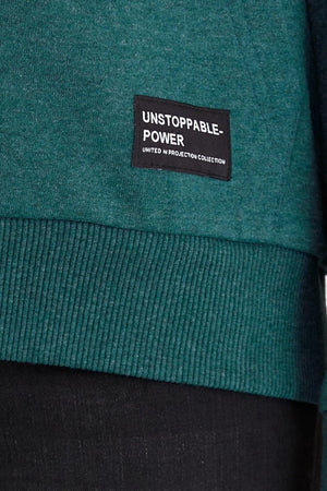 Kadın Yeşil Kapüşonlu Basic Örme Sweatshirt - MMETALIC
