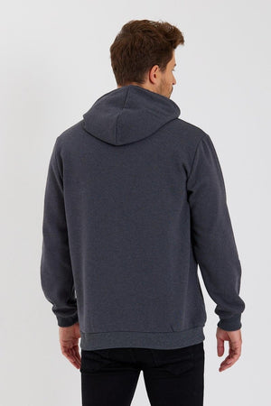Kanguru Cepli Kapüşonlu İçi pamuklu Erkek Sweatshirt - MMETALIC
