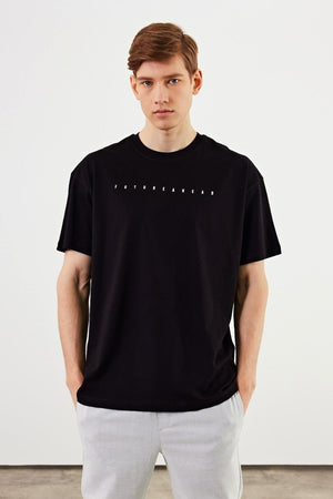 MTLCE76 Leo Erkek Oversize Tshirt %100 Pamuk Bisiklet Yaka Baskı Detaylı Basic Tişört - MMETALIC