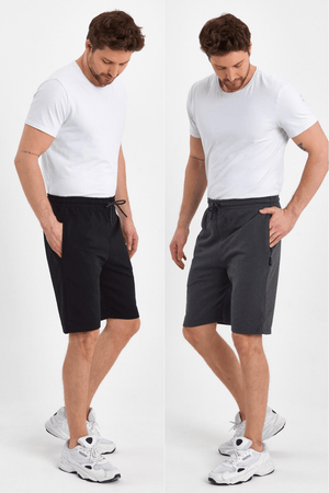 Regular Fit Yanları Cepli Rahat Kesim 2'Li Erkek Şort - MMETALIC