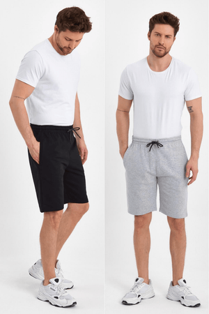Regular Fit Yanları Cepli Rahat Kesim 2'Li Erkek Şort - MMETALIC
