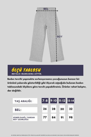 Siyah Geniş Paça Beli Lastikli Kışlık Çocuk Eşofman Altı - MMETALIC