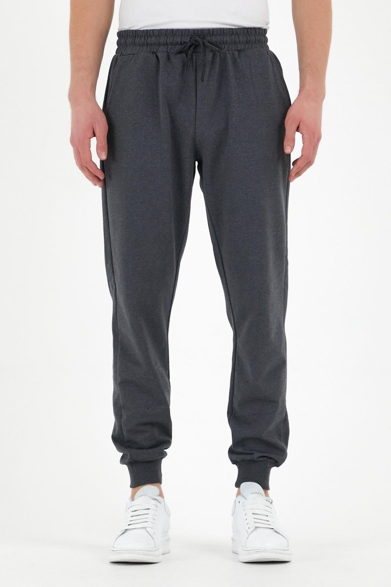 Antrasit Erkek Eşofman Altı Etiketli Arka ve Yan Cepli Regular Fit - MMETALIC