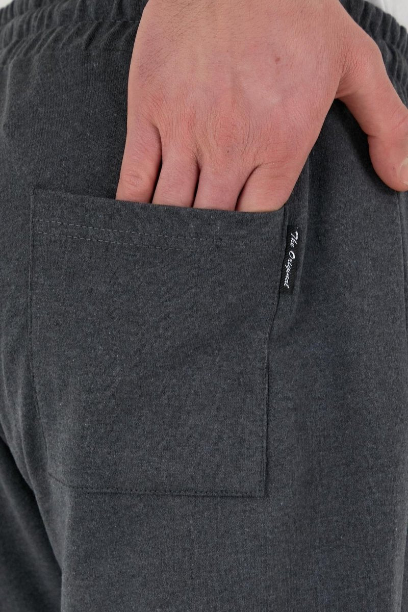 Antrasit Erkek Eşofman Altı Etiketli Arka ve Yan Cepli Regular Fit - MMETALIC