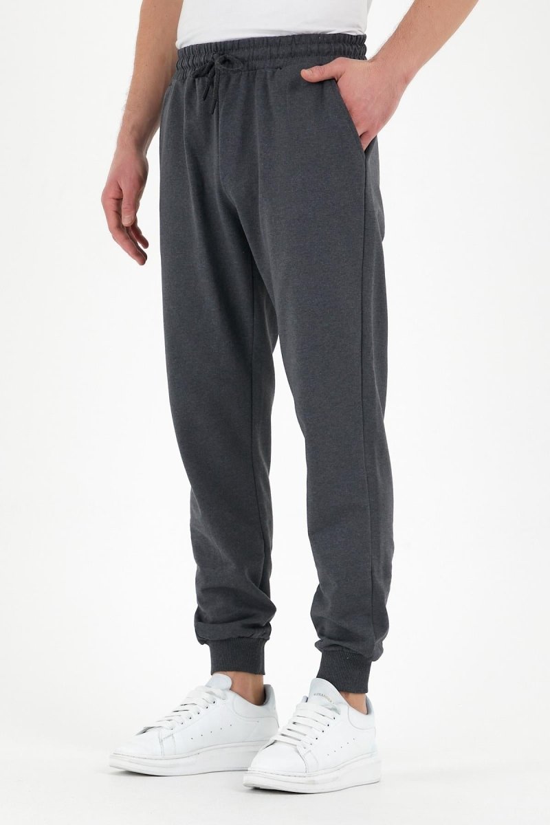 Antrasit Erkek Eşofman Altı Etiketli Arka ve Yan Cepli Regular Fit - MMETALIC