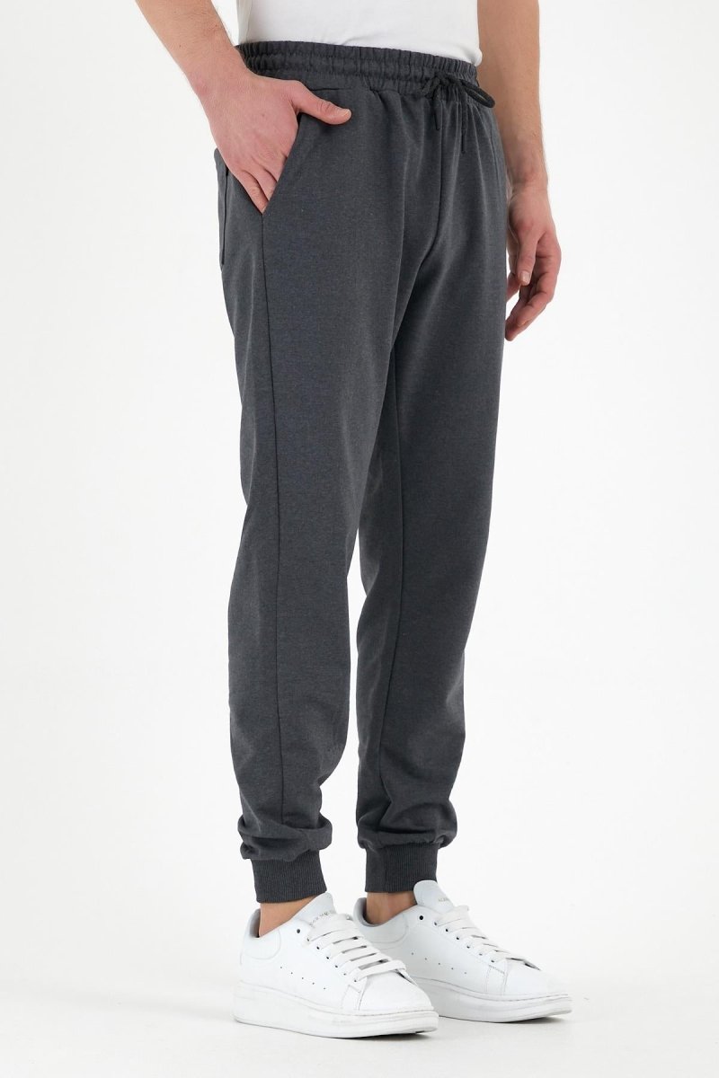 Antrasit Erkek Eşofman Altı Etiketli Arka ve Yan Cepli Regular Fit - MMETALIC