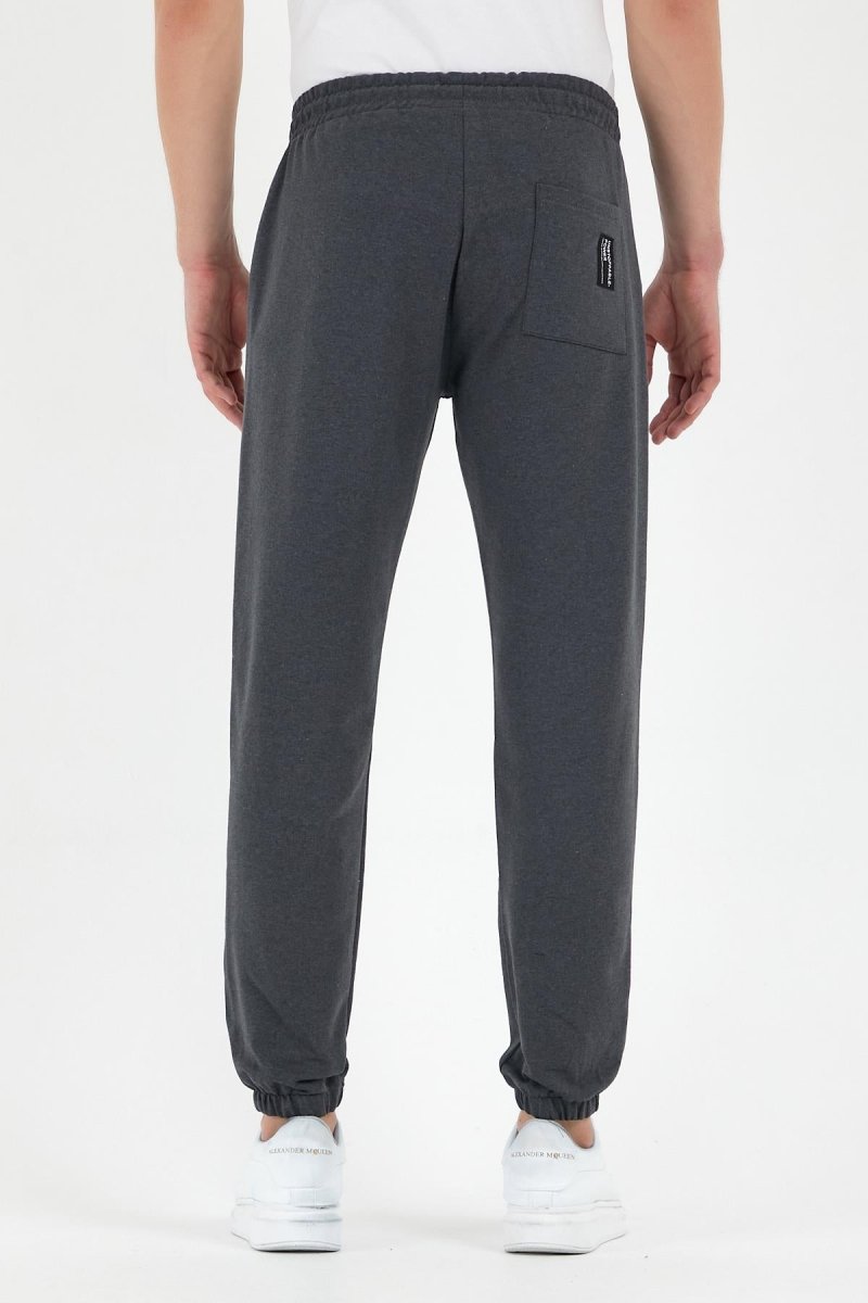 Antrasit Erkek Eşofman Altı Etiketli Arka ve Yan Cepli Regular Fit Lastik Paça - MMETALIC