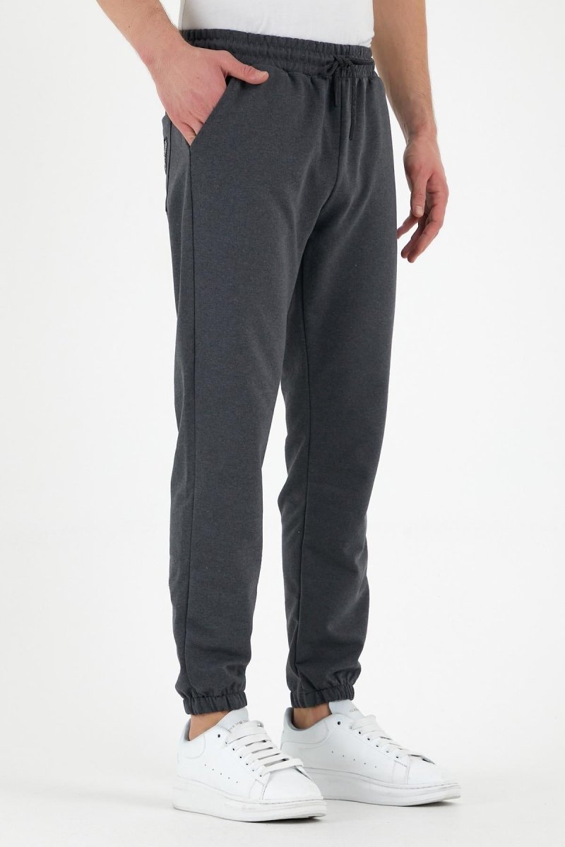 Antrasit Erkek Eşofman Altı Etiketli Arka ve Yan Cepli Regular Fit Lastik Paça - MMETALIC