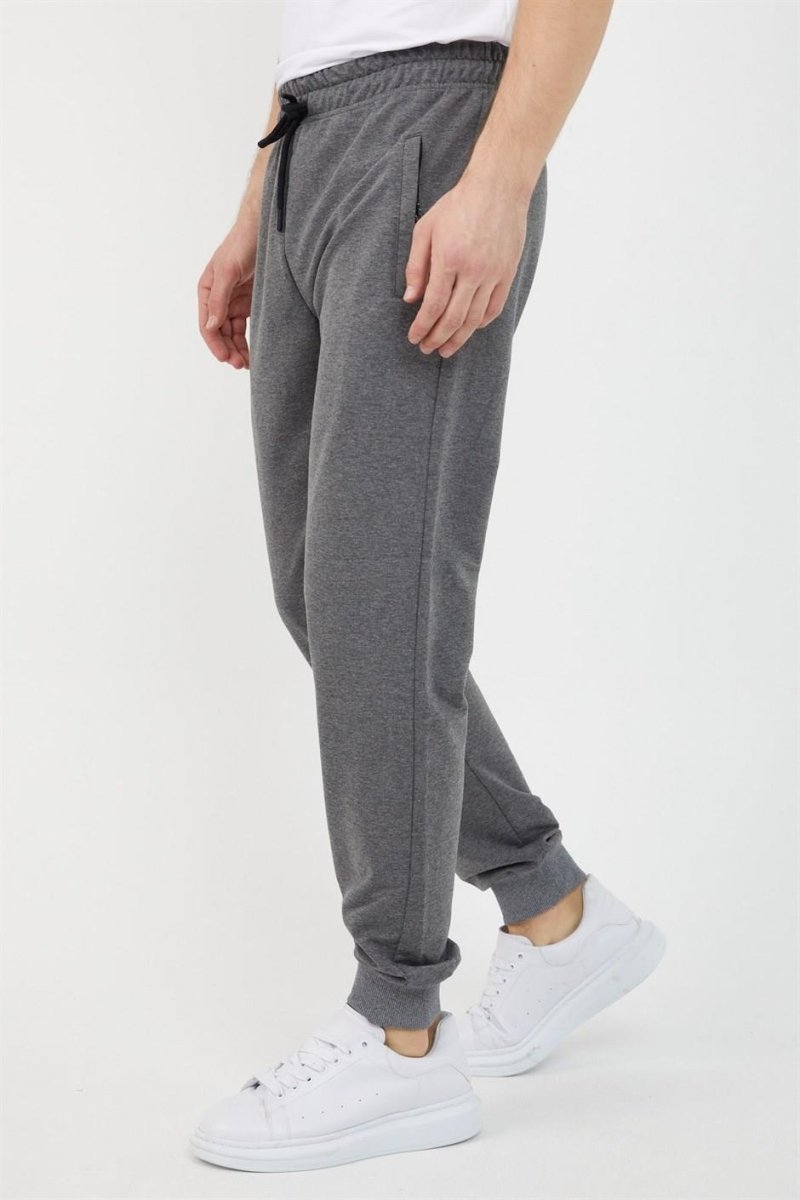 Antrasit Erkek Paça Ribanalı Cep Fermuar Detaylı Eşofman Altı MTLCE08 - MMETALIC