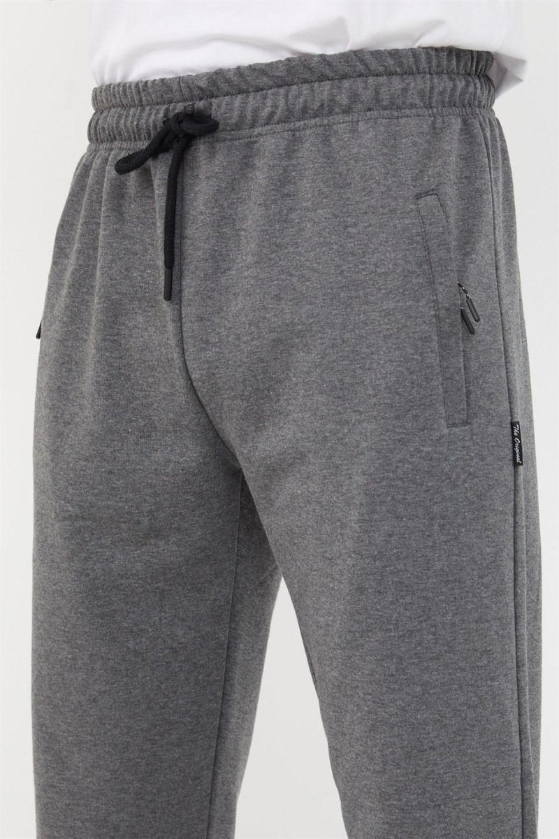 Antrasit Erkek Paça Ribanalı Cep Fermuar Detaylı Eşofman Altı MTLCE08 - MMETALIC