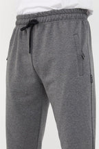 Antrasit Erkek Paça Ribanalı Cep Fermuar Detaylı Eşofman Altı MTLCE08 - MMETALIC