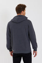 Antrasit Kapüşonlu Regular Fit Hırka Düz Paça Erkek Eşofman Takımı 3861 - MMETALIC