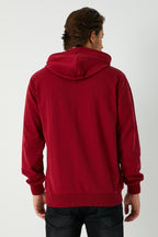 Bordo Erkek Kapüşonlu Kanguru Cepli Sweatshirt - MMETALIC