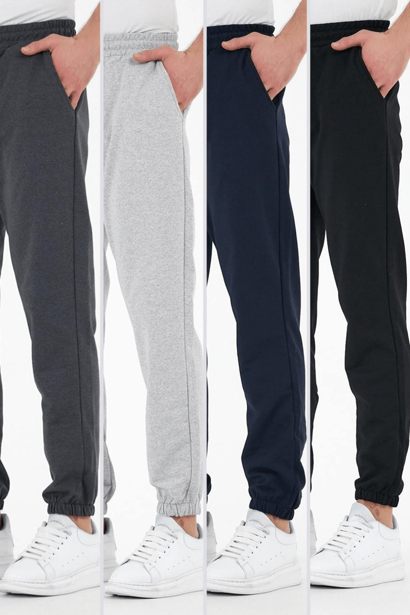 Çok Renkli 4'lü Erkek Eşofman Altı Etiketli Arka ve Yan Cepli Regular Fit Lastik Paça - MMETALIC