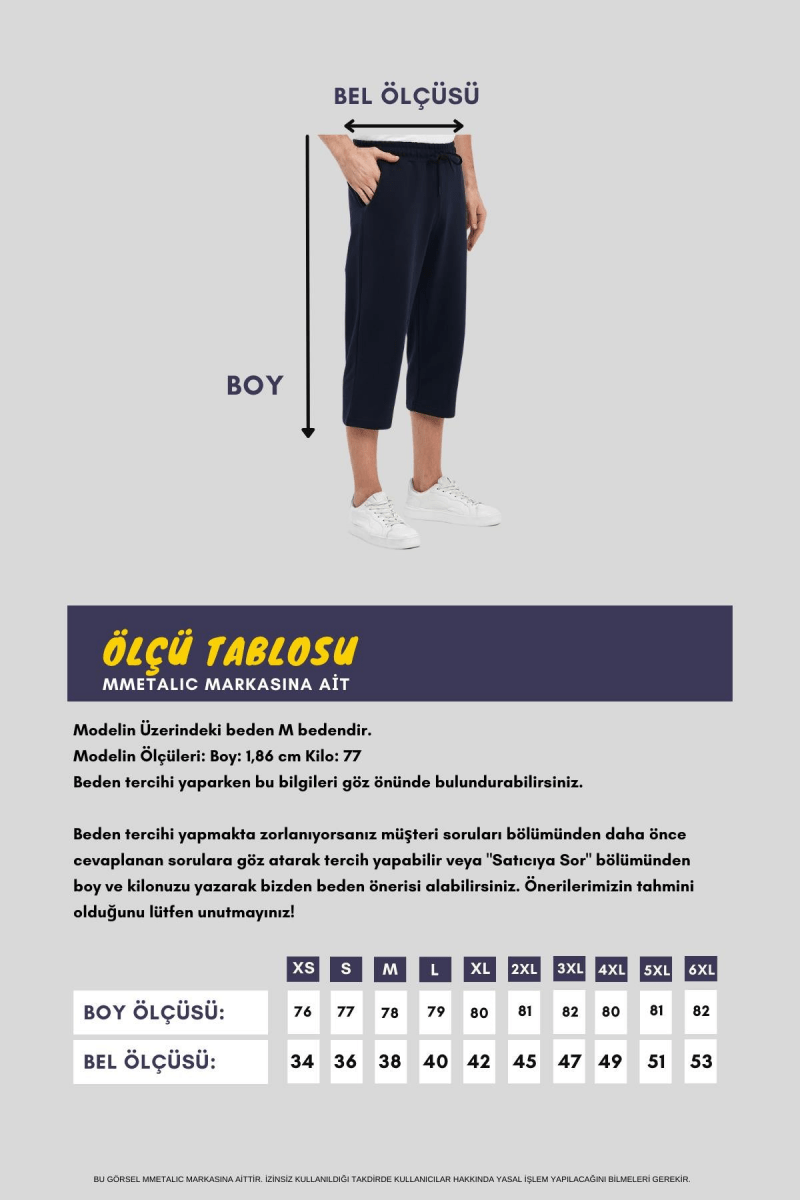 Erkek 2'Li Yanları Cepli Bermuda Diz Altı Kapri Beli Ayarlanabilir Lastikli Uzun Şort - MMETALIC