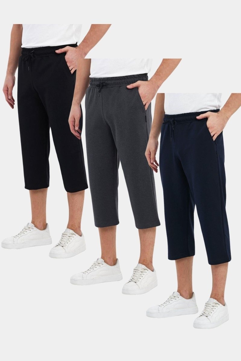 Erkek 3'Lü Yanları Cepli Bermuda Diz Altı Kapri Beli Ayarlanabilir Lastikli Uzun Şort - MMETALIC