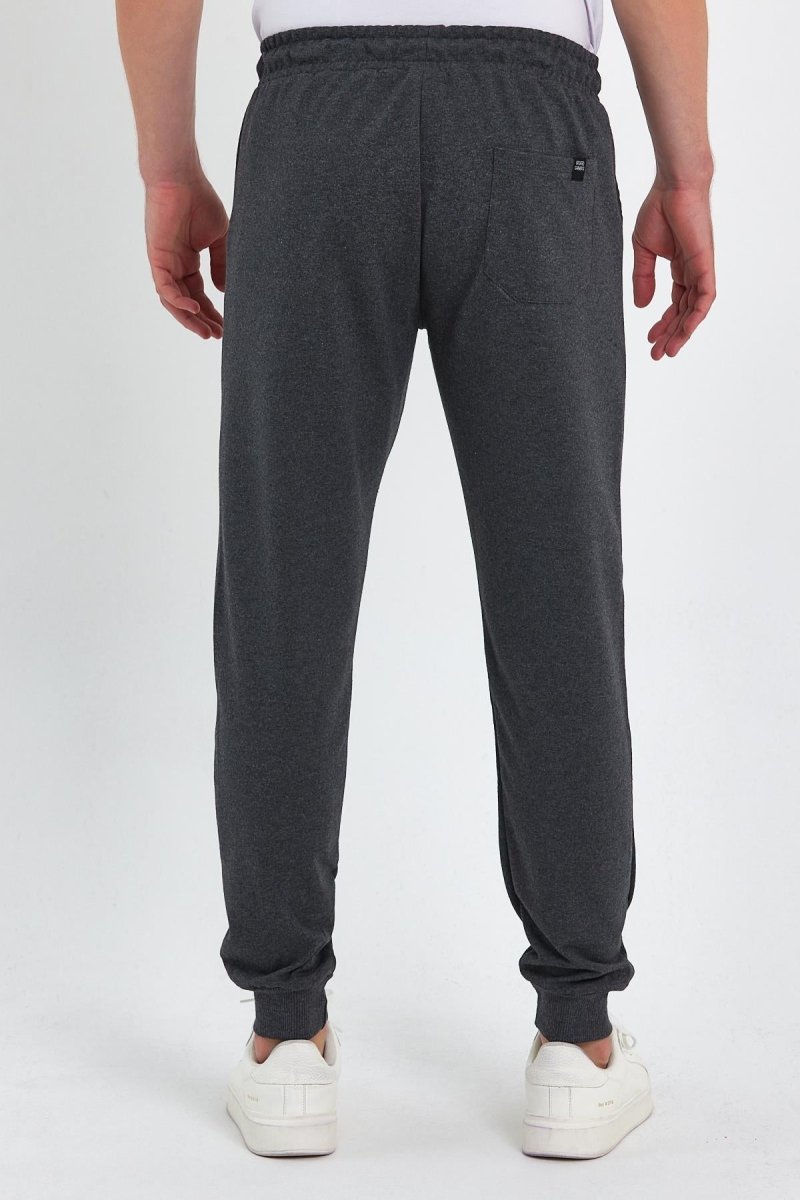 Erkek Antrasit Arka Cep Etiket Detaylı Paça Lastikli Regular Fit Eşofman Altı - MMETALIC