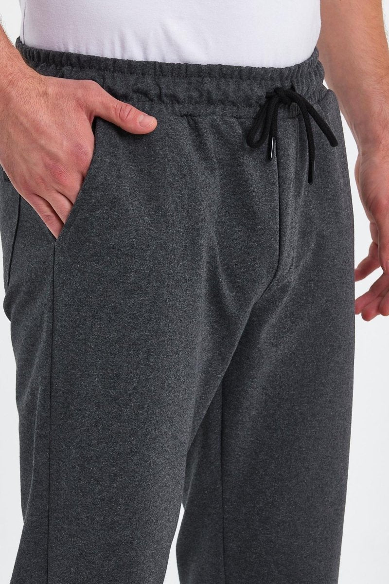 Erkek Antrasit Arka Cep Etiket Detaylı Paça Lastikli Regular Fit Eşofman Altı - MMETALIC