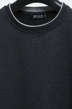 Erkek Antrasit Çift Bisiklet Yaka Baskı Detaylı Standart Rahat Kesim Sweatshirt - MMETALIC