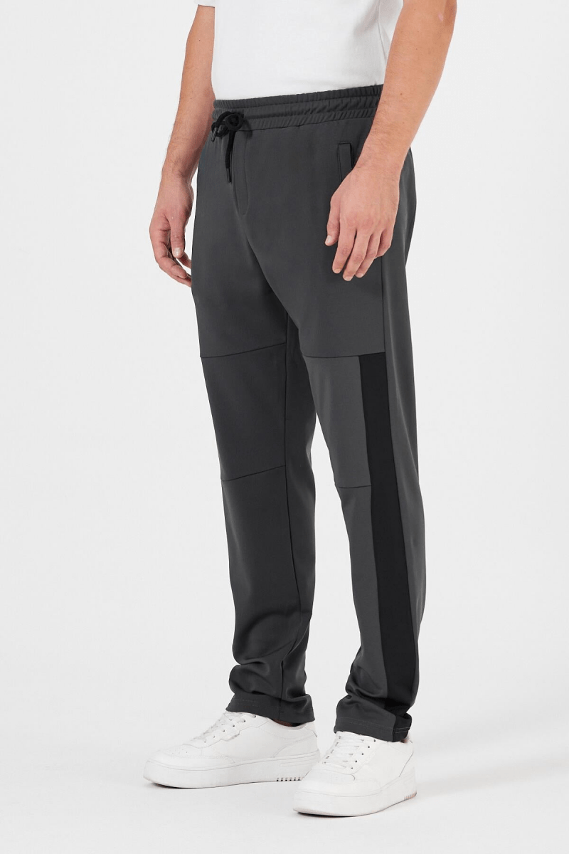 Erkek Antrasit Standart Fit Normal Kesim Düz Paça Cep Fermuarlı Rahat Jogger Eşofman Altı - MMETALIC